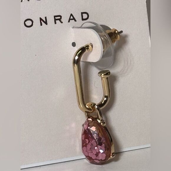 LC Lauren Conrad Gold Earrings with Pink Sparkly Teardrops 1.25 Inch - Picture 7 of 10
